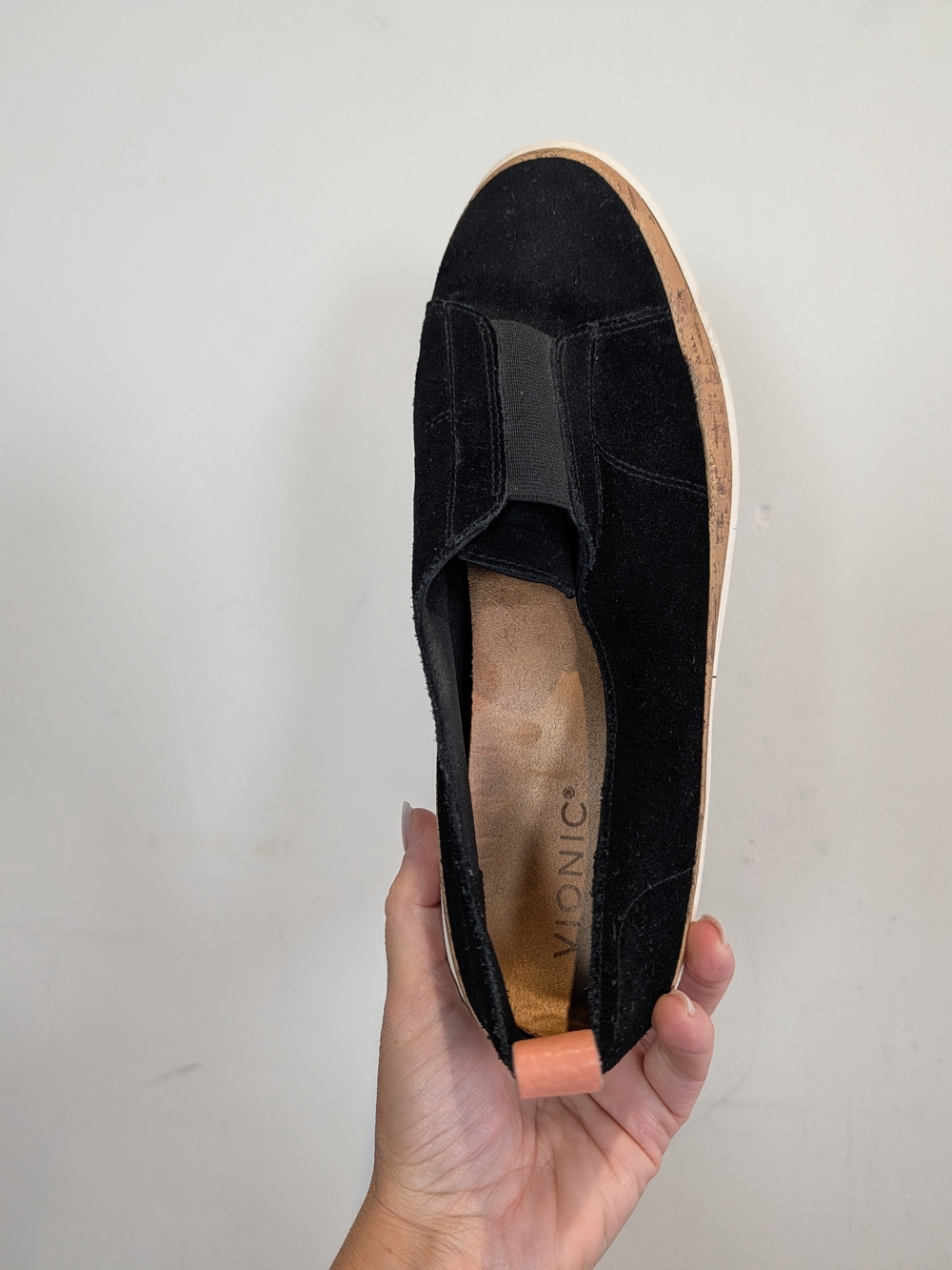 Vionic Kimmie Black Slip-On Suede Sneaker, Size 10